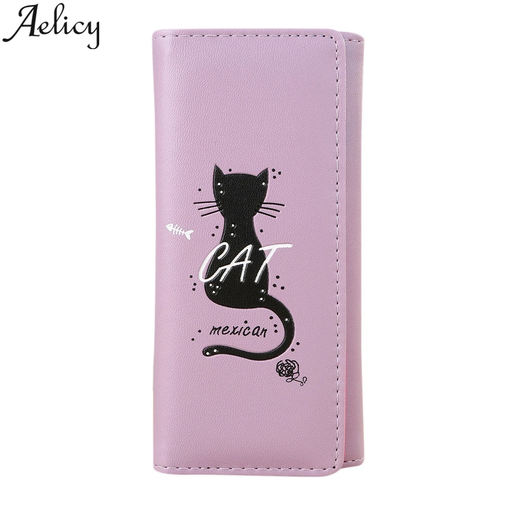 Модный Простой Длинный кошелек Aelicy 2019 кожаные женские кошельки с сумкой для