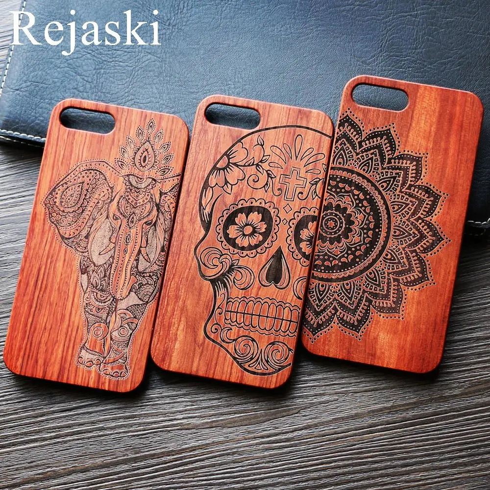 Натуральные серьги Henna Mandala Деревянный чехол для телефона Apple iPhone 6 6s скульптура 8