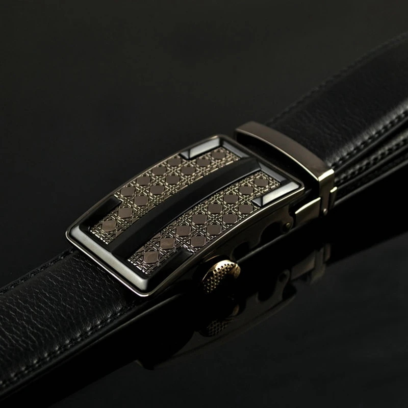 KAWEIDA Mens Accessories 2018 Genuine Leather Belt Vintage Letter I Luxe Automatic Metal Buckle Black Ceinture Homme | Аксессуары для