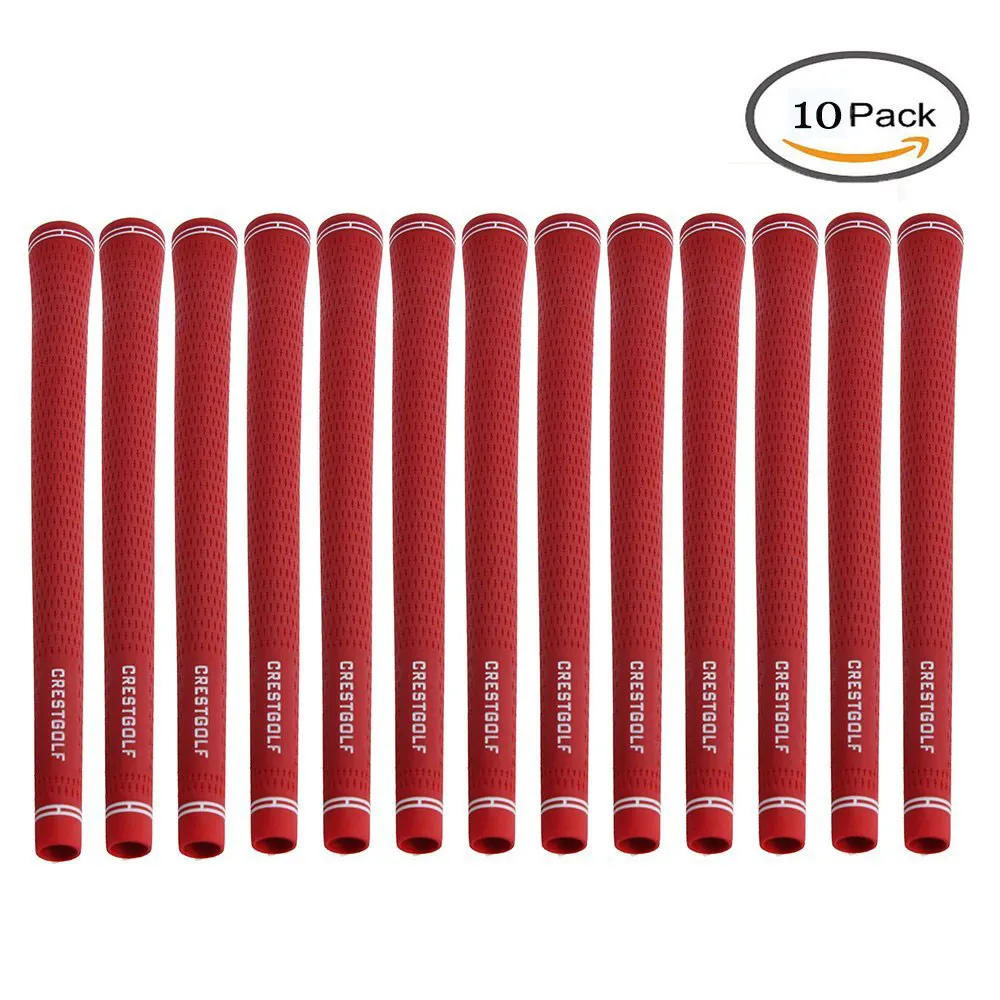 Красный CRESTGOLF Golf Iron Grips Putter Grips Rubber 10pcs/Pack Black Golf Irons Grips Golf Golf Accessories - Цвет: Красный