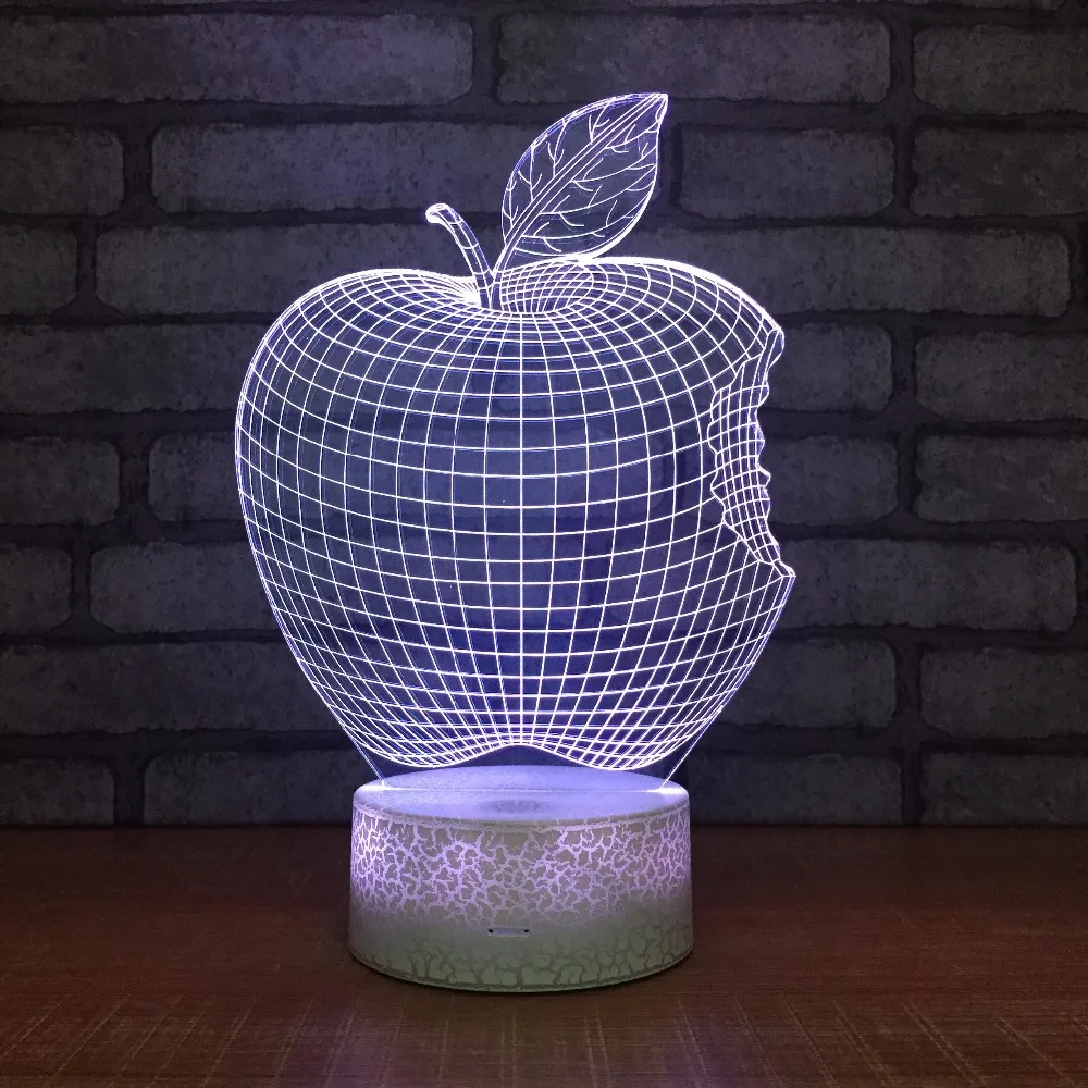 7 видов цветов креативный 3D Apple ночник USB Led сенсорный переключатель домашний