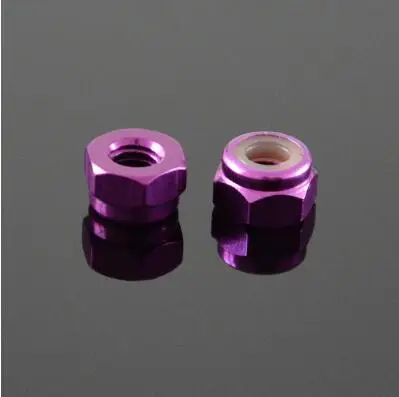 Purple 10 шт. M3 гайка Алюминий замковые гайки красочные украшения гайка для самоблокирующиеся тончайшая работа и хорошее качество Прямая - Цвет: Purple