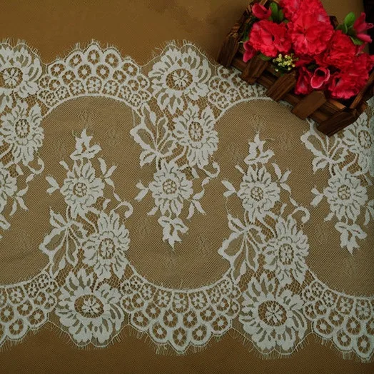 

1,36 м/лот 13,79 дюйма Ширина ручной работы сделай сам декоративная Высококачественная мягкая Белая нейлоновая кружевная отделка для ресниц ткань для свадебного платья