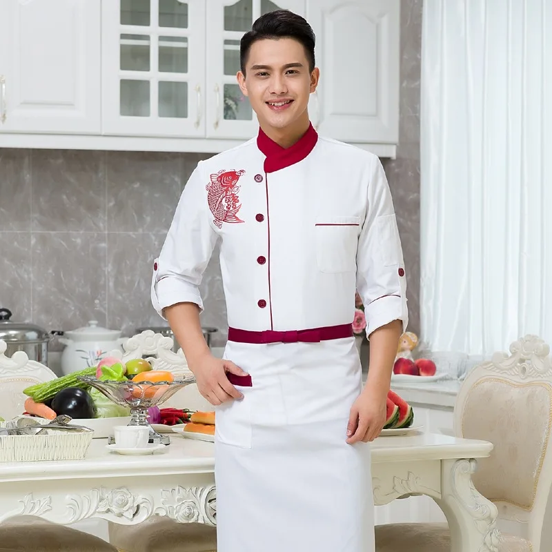 Fashionable Unisex Chef's Uniform Breathable Fabrics Chef Top Jackets Kitchen Long Sleeve Uniforms B-5599 |