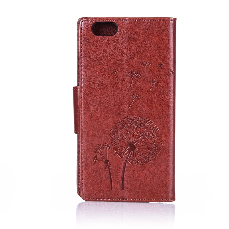 Браун Одуванчик Тиснением diamond Слот Для Карты Бумажник PU Кожа Стенд флип Чехол