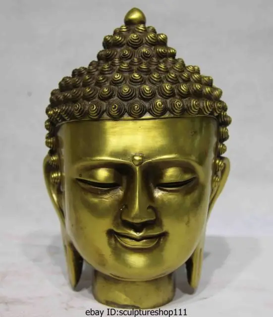 Редкий китайский буддистский храм медная латунь Tathagata Amitabha Rulai статуя головы