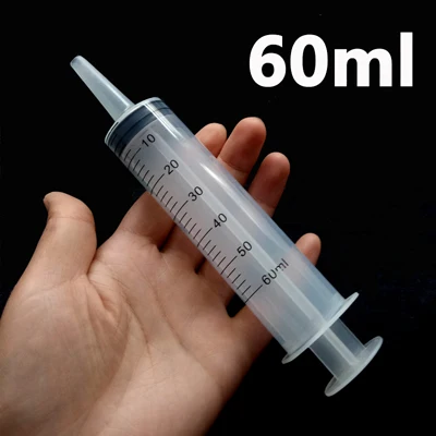 60ml Шприц 200 мл для домашних животных одноразовый шприц пластик 200 мл большая прозрачная Гидропоника лаборатория кухня питатель для домашних животных большие пластиковые шприцы - Цвет: 60ml