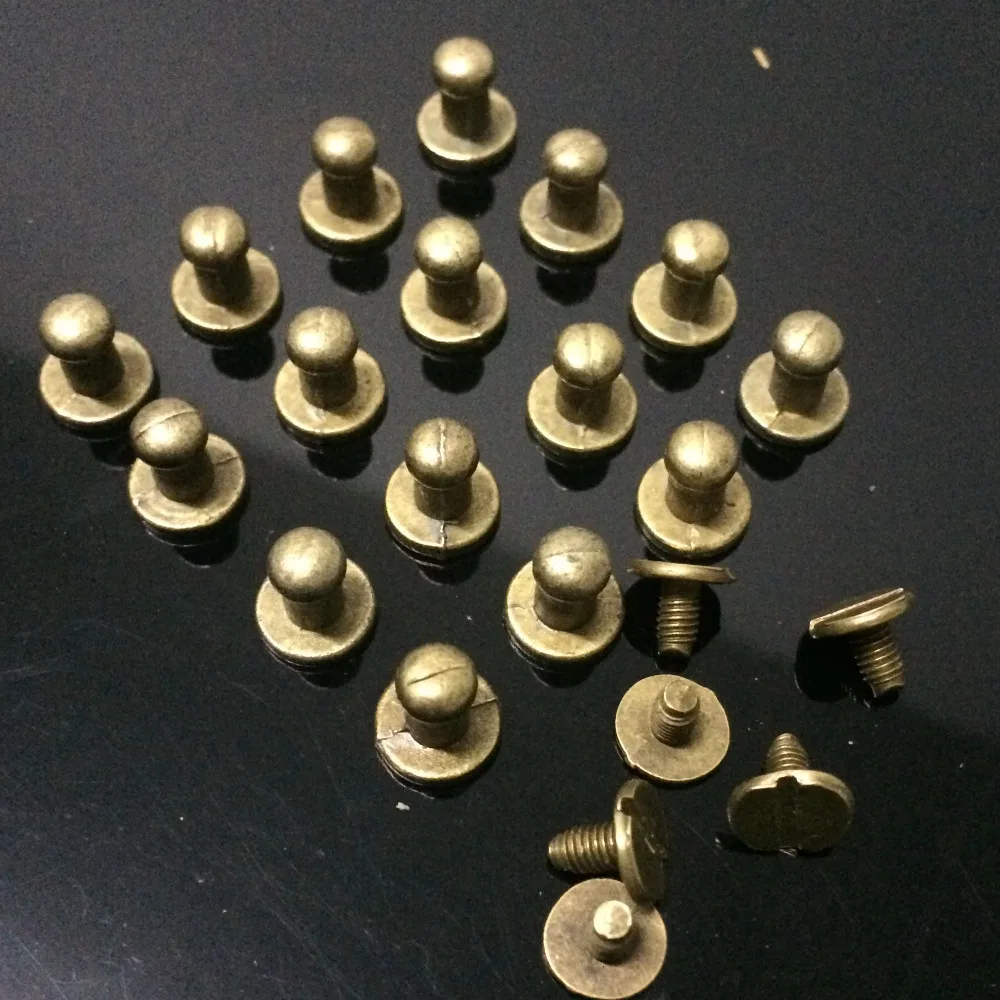 

New 100Pcs 8X5X8MM Bronze Round Bottom Screw Spikes Metal Studs Rivets Screwback Spots Cone Leather Craft Spikes Fit DIY Making