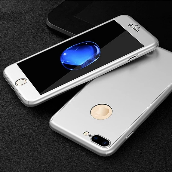 Серебристый 360 градусов полный Чехол для iphone 11 Pro Max Xs Max Xr 6S 6 Plus Чехол Жесткий PC закаленное стекло чехол для iphone 7 8 Plus чехол s - Цвет: Серебристый