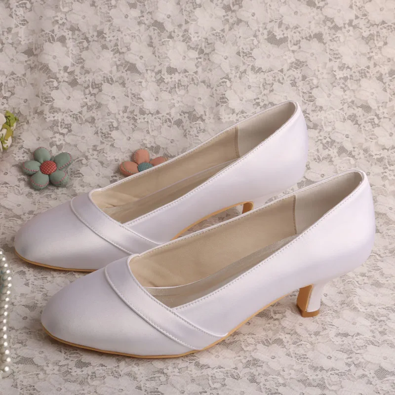 Женские свадебные туфли на низком каблуке с закрытым носком | Обувь