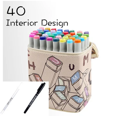 40Interior design Touchmark 30/40/60 Цвет Dual Head набор маркеров для живописи алкоголя эскиз Маркеры Ручка для искусства раскрашивания манга дизайн Art Поставщик кисти - Цвет: 40Interior design