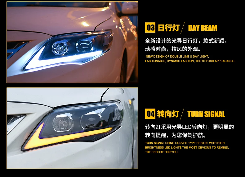 Автомобильный Стайлинг светодиодный налобный фонарь для Toyota corolla налобный фонарь для altis corolla 2011-2013 светодиодный налобный фонарь Биксеноновые HID аксессуары