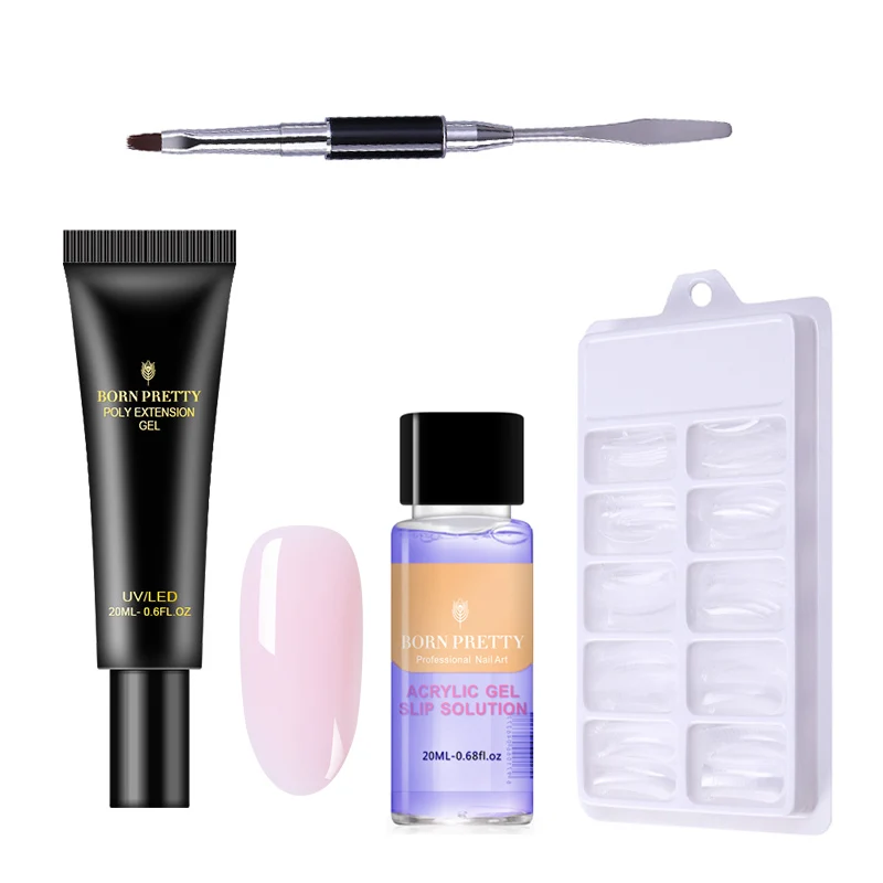 Set 1 От BORN PRETTY-4 шт./компл. розового, светло-бежевого цвета Quick Nail здания поли гель для ногтей комплект 20 мл желе строитель палец Удлинительный УФ-гель лак - Цвет: Set 1