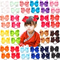40pcs 20 pairs 4 5 boutique hair bows tie baby girls kids children pigtail bows rubber band ribbon hair bands