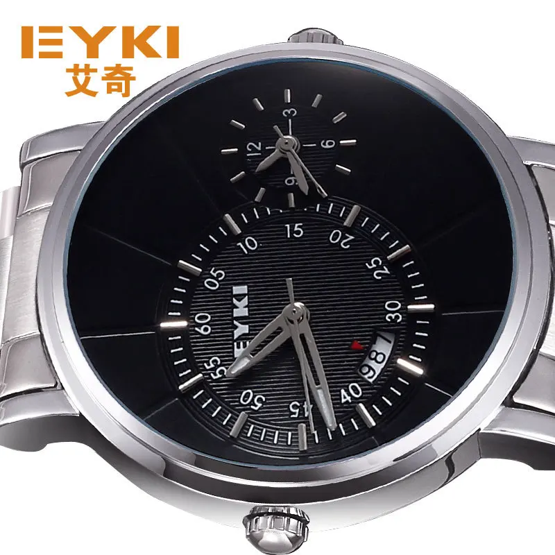 EYKI brand man watch stainless steel army dual time display 10m waterproof calendar analog import quartz movement clock | Наручные часы