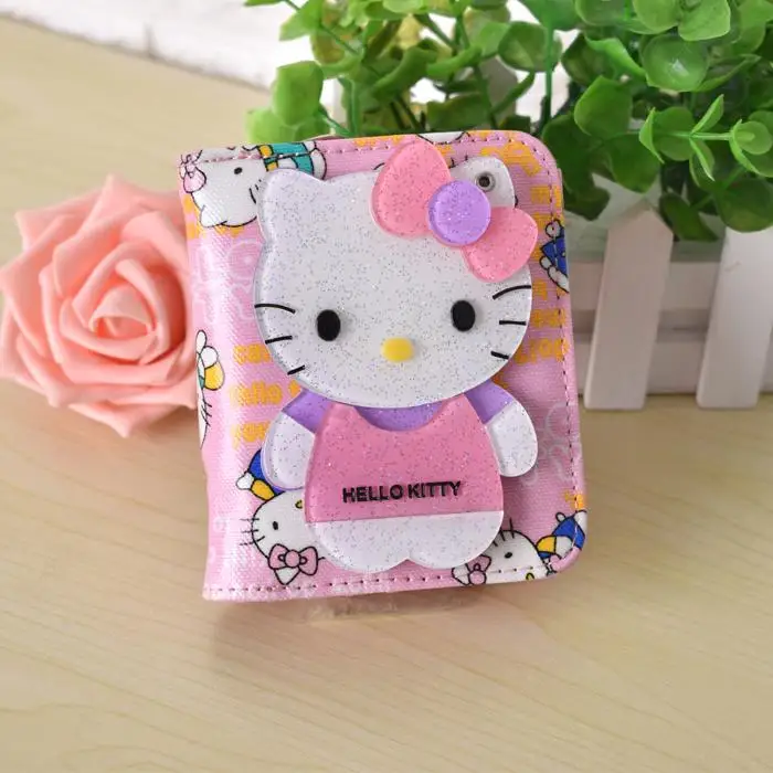 Милые кошельки hello kitty Doraemon Stitch с волшебным зеркалом, женский кожаный кошелек, клатч для девочек, женский кошелек, подарок для девочки - Цвет: short