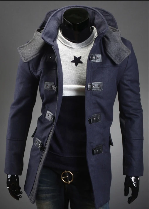 Шерстяная ткань пальто развивать людей с капюшоном ветровка мода 1228 - 6 | Мужская