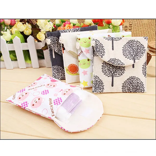 New Lovely Charming Nice Brief Cotton Cartoon Sanitary Napkin Bags Towel Storage Traveling Travel Bag hopping W | Багаж и сумки