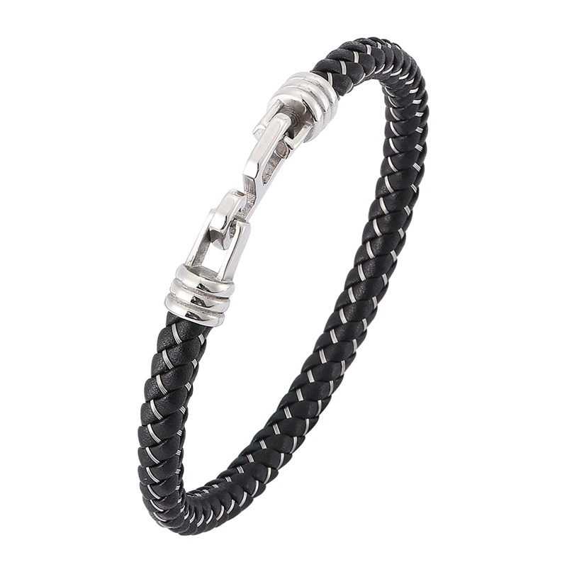 

New Design Wire Leather Mix Braided Bracelet for Men Women Jewelry Trendy S.Steel Buckle Ladies Bracelets Male Wristband SP0380