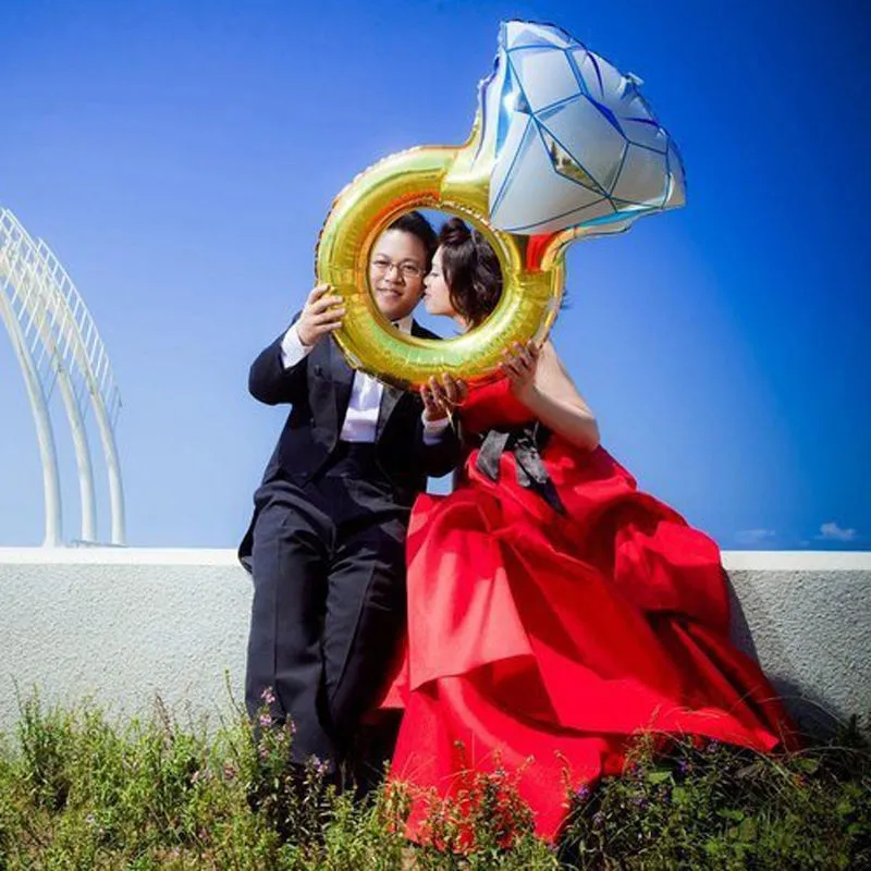 2 размера невесты АЛМАЗНОЕ КОЛЬЦО форма воздушный шар фольги Гелий помолвка