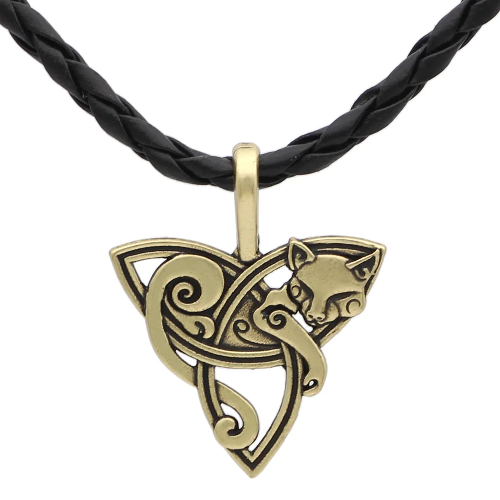 Колье с кулоном в стиле викингов Лисичка Triquetra Fenrir подвеска виде животного