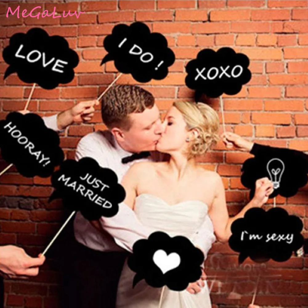 

11pcs Photobooth Props Wedding Decoration Just Married I Do Black Photo Booth Team Bride Groom Bridal Shower Wedding Party Favor