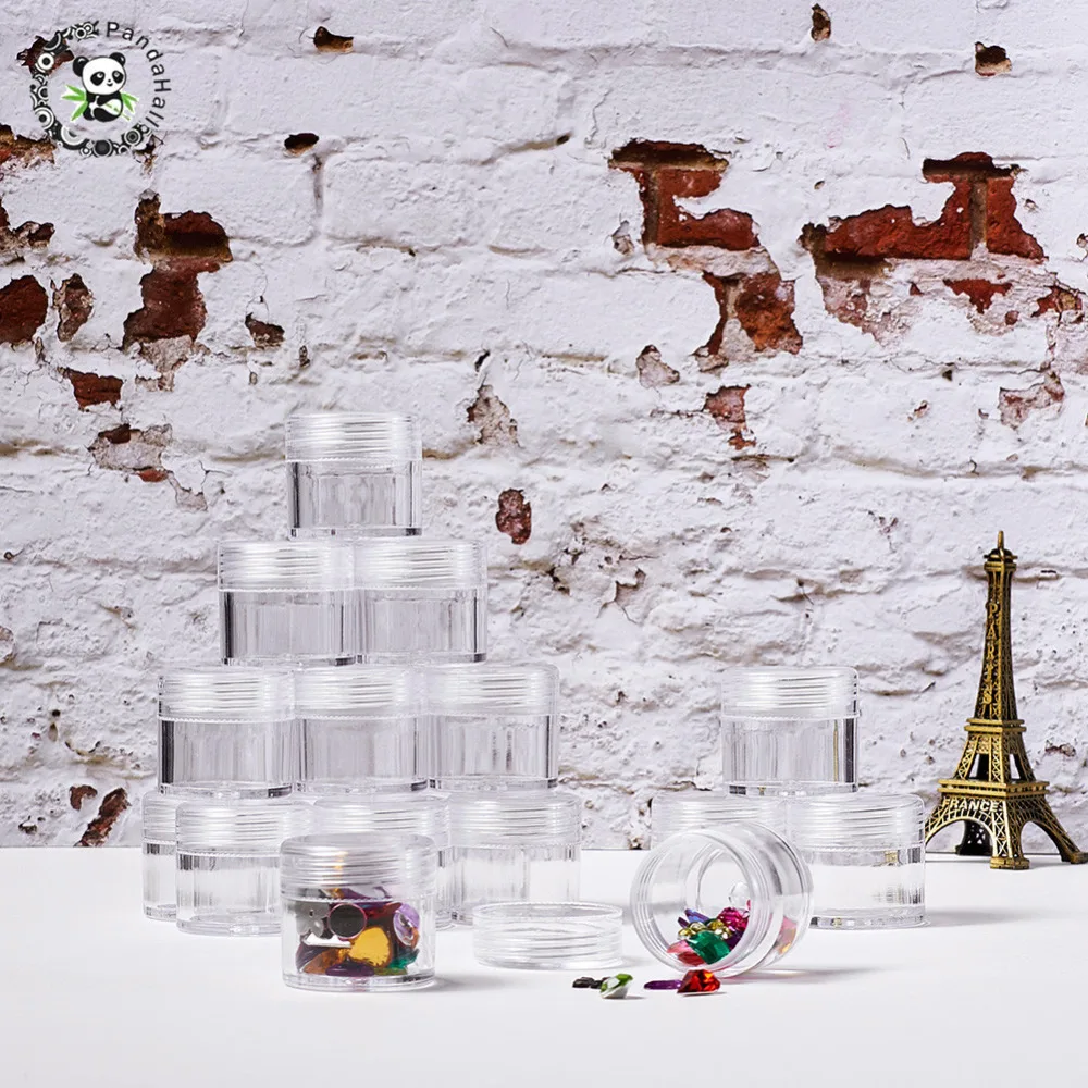 Pandahall 40 шт. Шариков контейнеры ювелирных изделий Прозрачный Пластик коробка бусины органайзеры бутылочные прозрачные для бусины хранения ювелирных изделий Колонка ткацкий станок 3,4x3,3 см