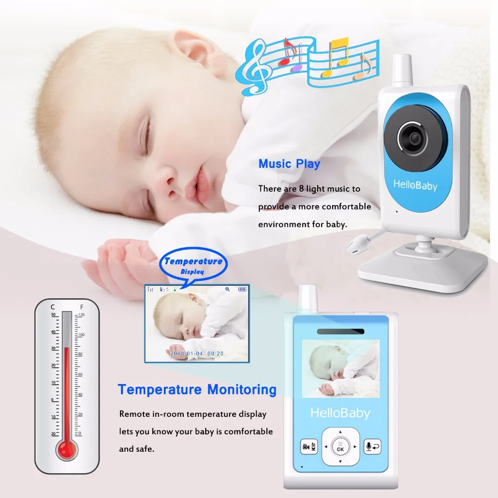 Фото HelloBaby HB25 беспроводной цветной видеоняня с двухсторонним голосовым аудио HelloBaby HB25 беспроводной цветной видеоняня с двухсторонним голосовым аудио