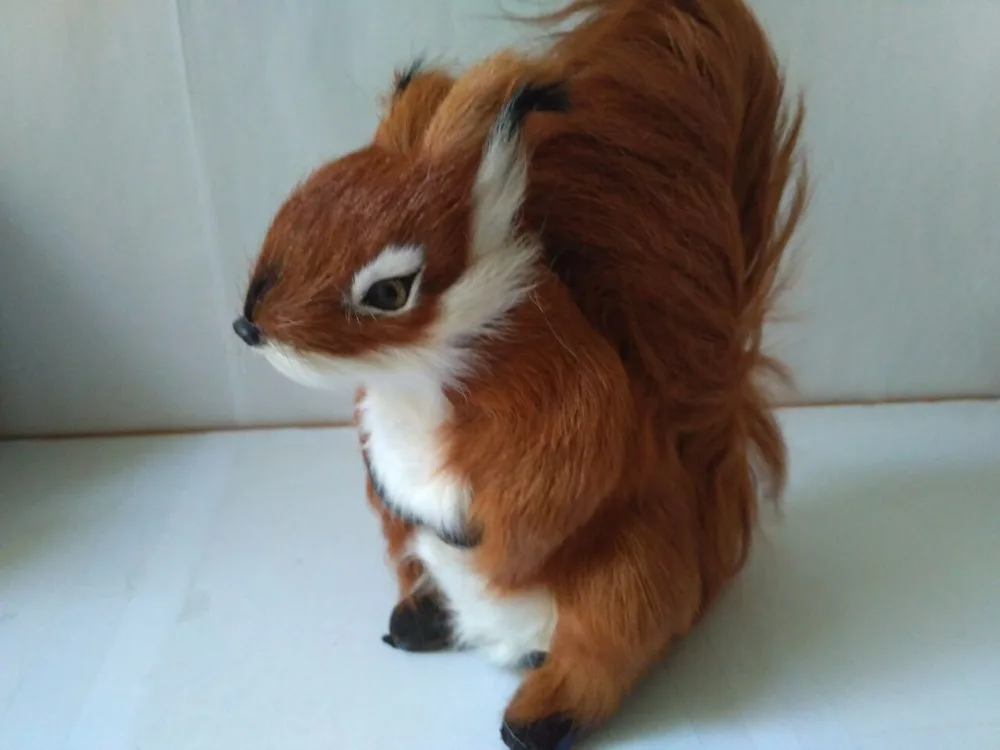 

large 20x10x19cm plastic&furs brown squirrel model handicraft prop home garden decoration gift d2604