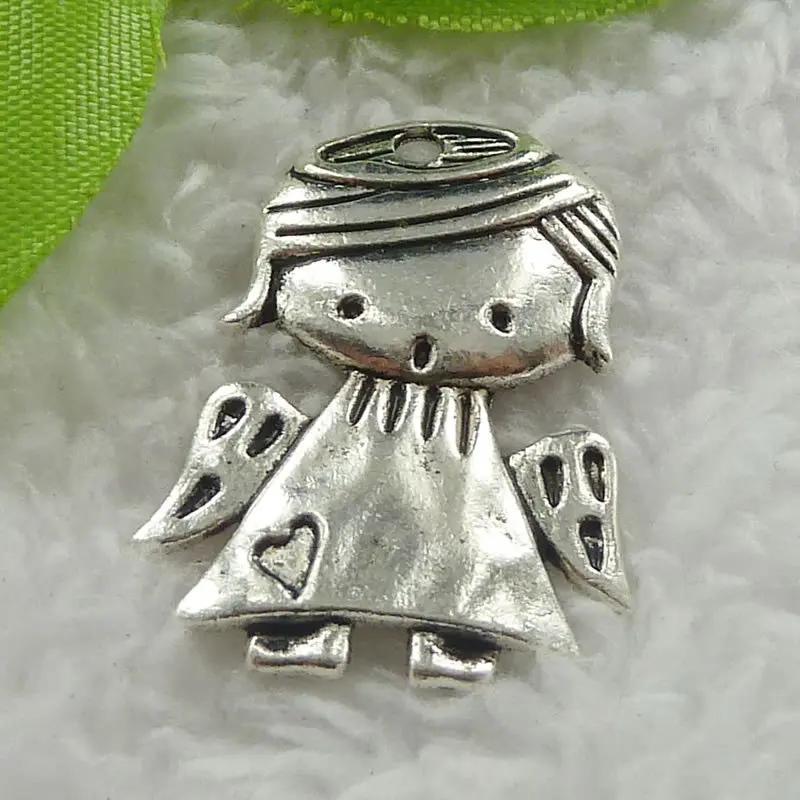 antique silver 88 штук античные серебряные амулеты ангелы 29x22 мм#1181 - Окраска металла: antique silver