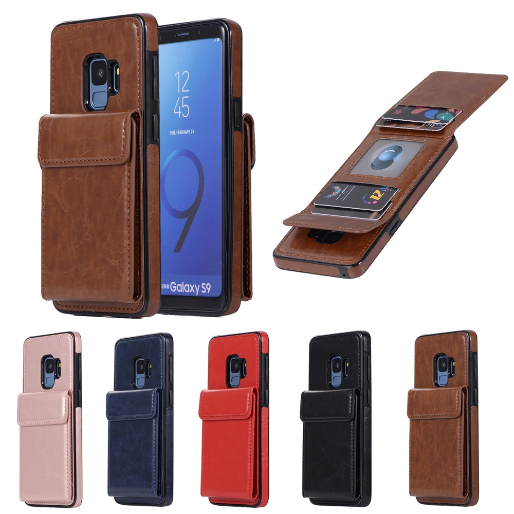 Leather Phone Case With Card Holder for Samsung Galaxy S8 S9 S10 Plus S10E Back Cover S7 S7Edge S 8 10 9 Retro |