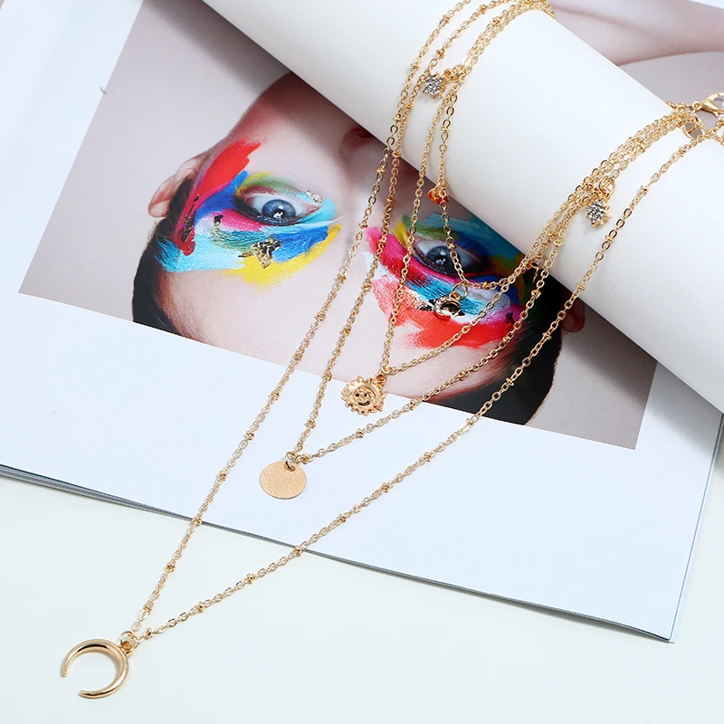 Винтажные бусины в стиле панк кулон с волной ожерелье s для женщин Девушка 2019