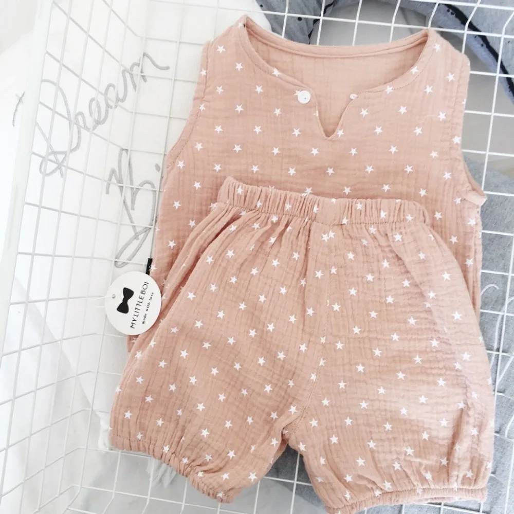 Летние повседневные комплекты для малышей из 2 предметов детские топы без