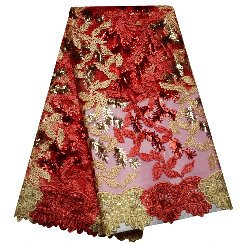 

Fast Shipping Latest Tulle Lace Fabric 2016 High Quality Sequins Tulle Lace Embroidered Nigerian Wedding African Lace 5Yards