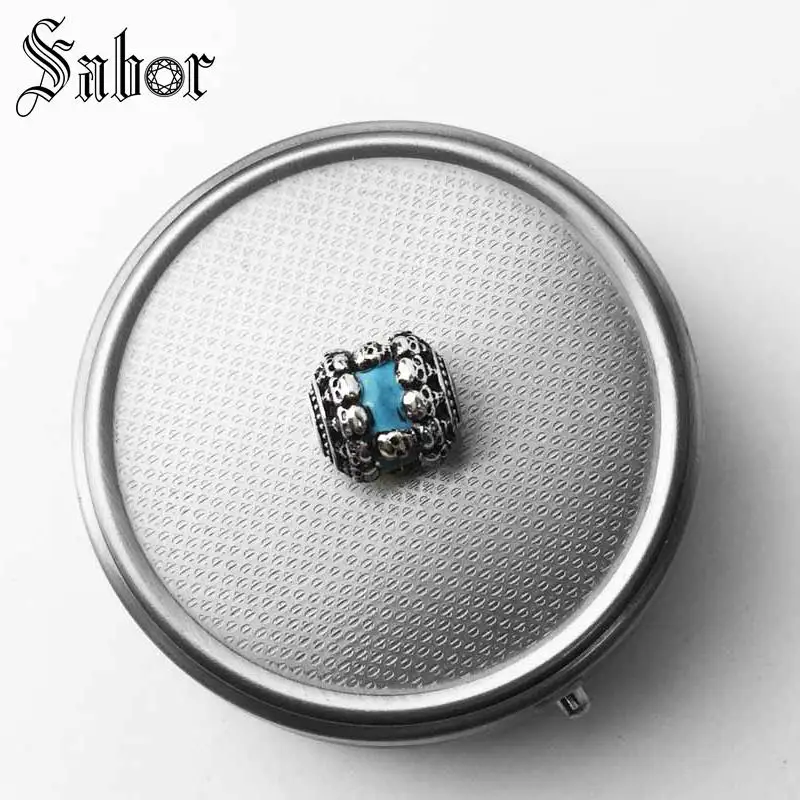 Бусины Томаса сделай сам из голубого камня бусины с черепами 3 мм отверстия