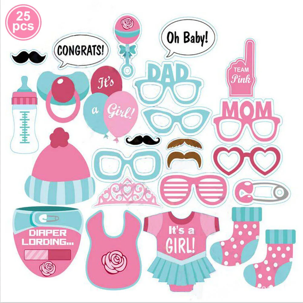 Детские вечерние занавески с металлическими бахромой для душа, одноразовая посуда для мальчиков и девочек, салфетки для стаканчиков - Цвет: pink props