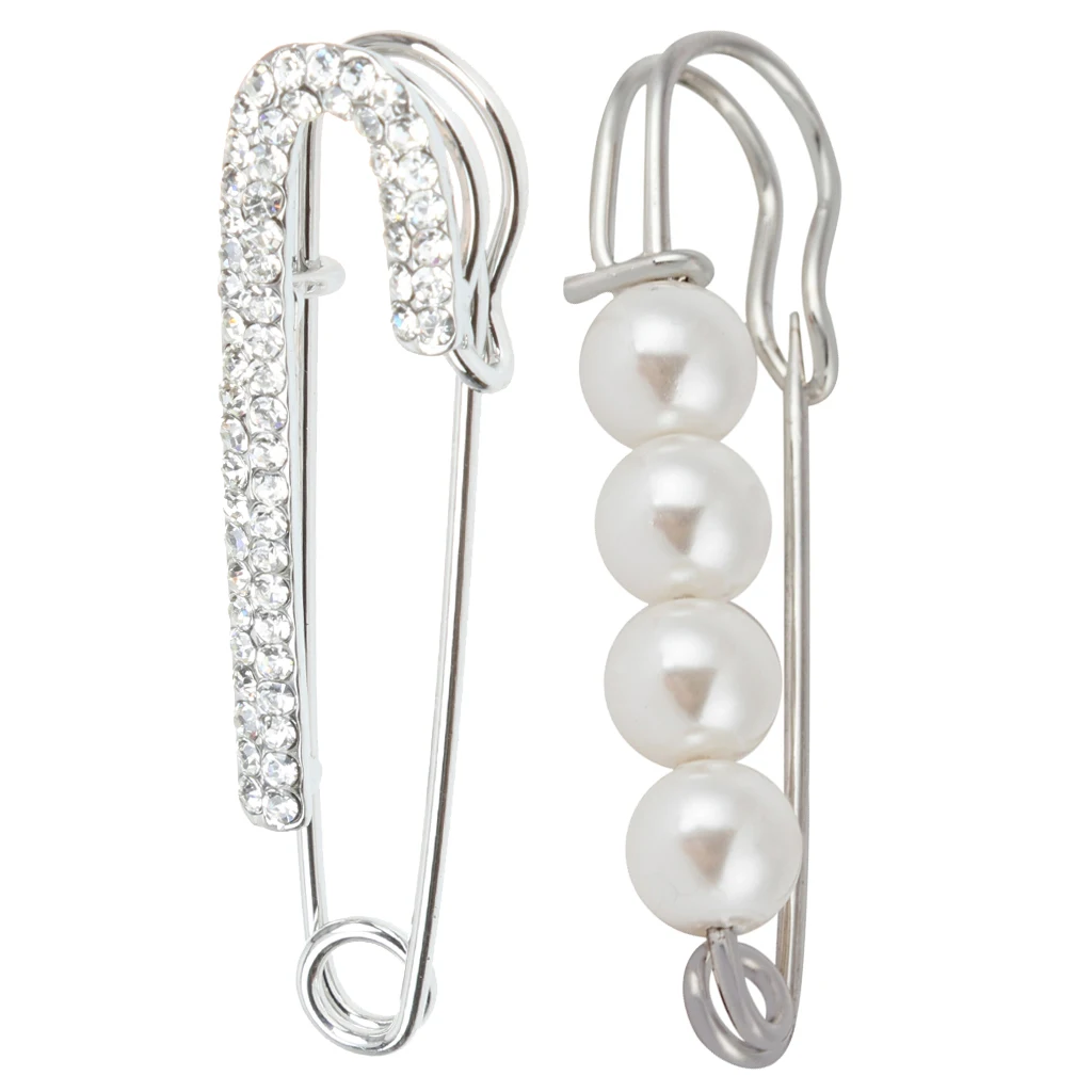 2 шт. Дамская ткань для шарфа хрустальные стразы жемчуг булавка броши модные