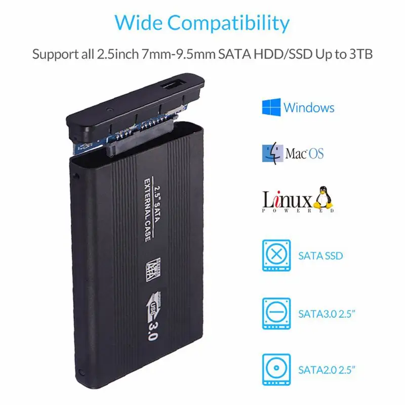 2 5 дюйма коробка SATA ТБ внешний корпус мобильный диск USB 0 HDD жесткий чехол для