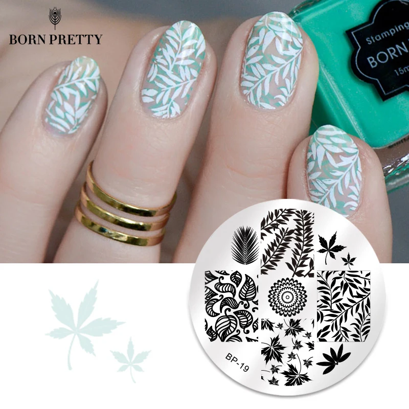 BORN PRETTY листья тема ногтей штамп шаблон плиты изображения BP19