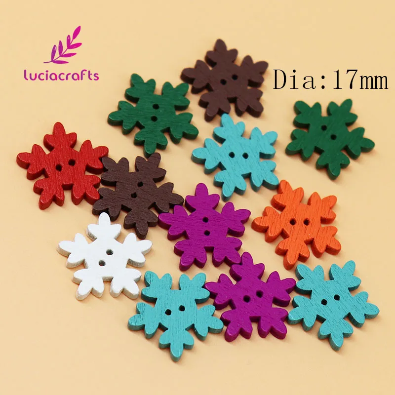 Lucia crafts 12 шт 17 мм/18 мм/25 мм 2 отверстия Рождественская Снежинка деревянные пуговицы для шитья скрапбукинга DIY украшения E0119