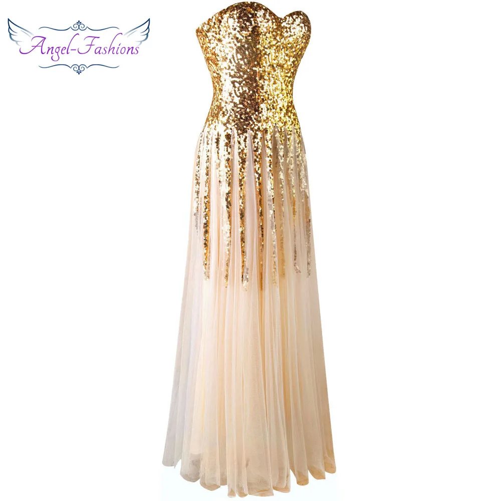 Angel-Fashion милое винтажное длинное вечернее платье 1920 с золотыми блестками 106