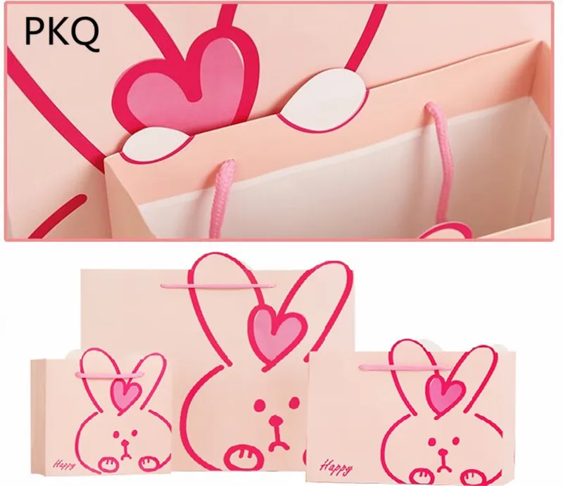 30 шт. белые/розовые подарочные пакеты с ручкой милая бумага кроликом пакет сумка