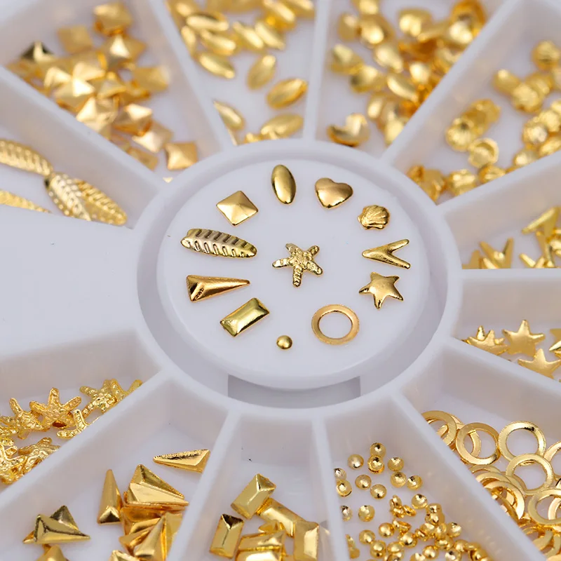 Золотой корпус украшения для ногтей в виде морских звезд сердца звездных листов