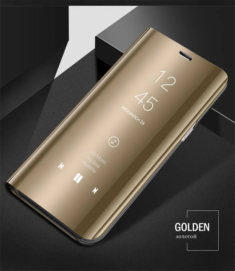 gold Чехол для Vivo Y95, умный зеркальный чехол, 6,22 дюймов, откидная подставка, кожаный чехол для телефона s, для Vivo Y91, чехол Y 91 95, чехол для Vivo Y95, чехол - Color: gold