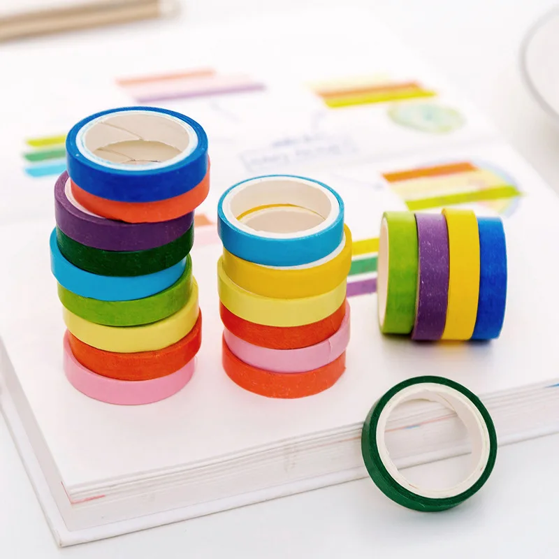 10 шт./упак. различных Карамельный цвет лента Washi DIY Скрапбукинг Стикеры этикетки клейкая лента Школа канцелярских товаров