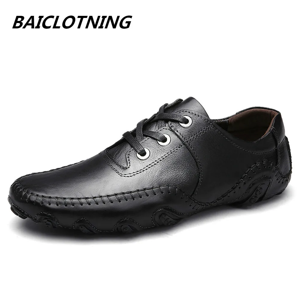 Men's Casual Shoes Hot Sale Lace-Up Male Adult Genuine Leather Autumn Winter Walking Driver Quality Footwear Zapatos Sapato | Обувь