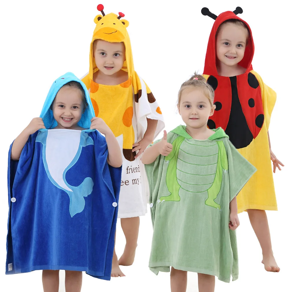 

Little kids Animal Bathrobe Towel Boys Girls Thick Cotton Flannel Nightgowns Hooded Night-Robe Cloak Cap Absorbent towel