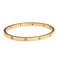 trendy stainless steel cz lovers bracelets bangles for women crystal gold plating cuff wristband trendy female girl jewelry