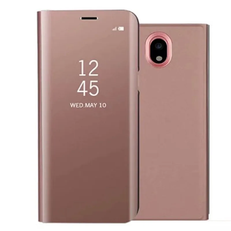 rose Кожаный флип-чехол sembceken для samsung galaxy j5 j3 j7 pro j530 j330 j730, прозрачный зеркальный смарт-чехол для телефона etui - Цвет: rose