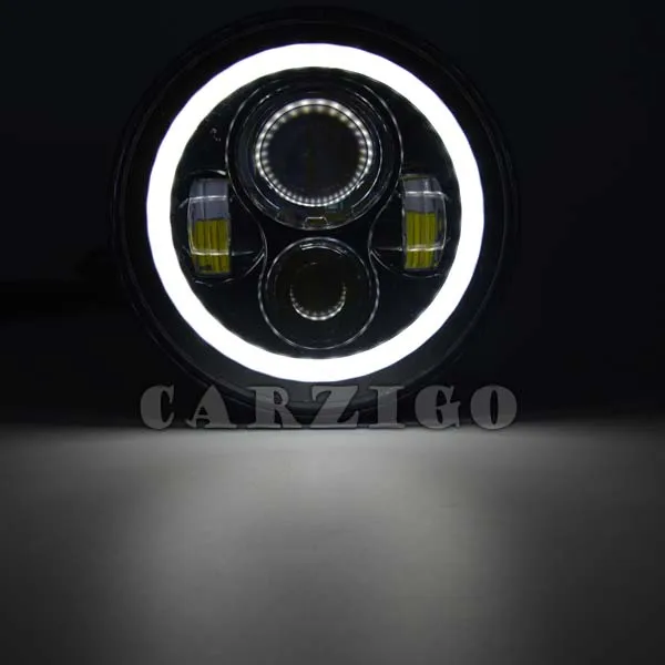 CZG-734A 7 &quotкруглые светодиодные фары h4 Plug Привет/ближнего света белый + янтарный
